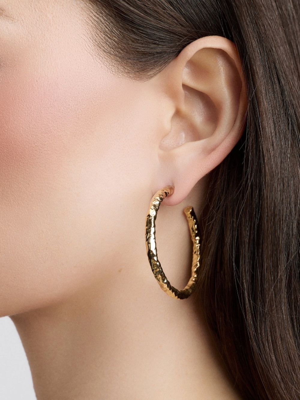 Jennifer Fisher Hailey Baby Hoops 1.5" Gold Tone Textured Hoop Earrings